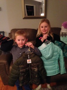 We have our Coats for Kids program where we provide coats for kids who cannot afford winter coats. These two took their Christmas money and bought coats for our program. 